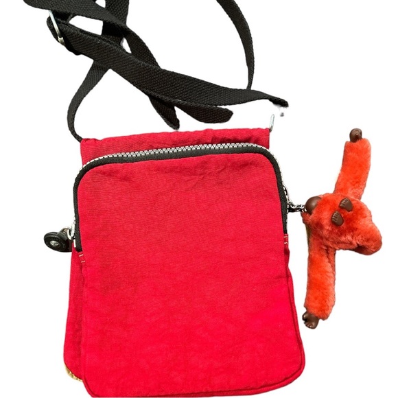 Kipling Eldorado Small Cross-body Travel Bag Red with little red monkey - Picture 4 of 4